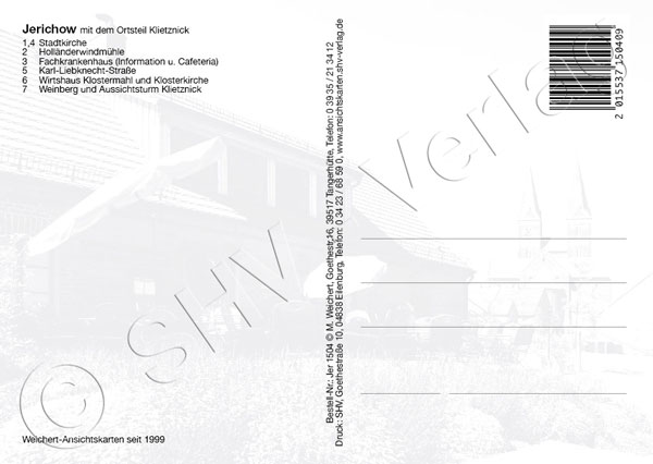 Ansichtskarte Jerichow Sachsen Anhalt Rückseite