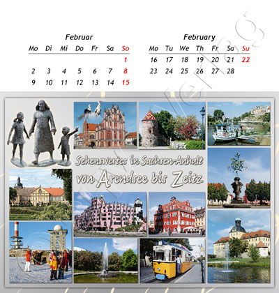Postkartenkalender Sachsen-Anhalt 2015 Februar