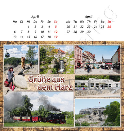 0455cdc80c78c01 Postkartenkalender Sachsen-Anhalt 2015 April