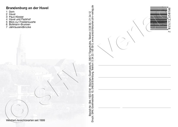 Brb-1503-02 Ansichtskarte Brandenburg an der Havel Rückseite