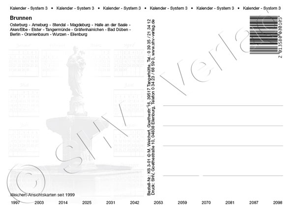 ks-3-01-02 Ansichtskarte "Kalendersystem 3 Brunnen"