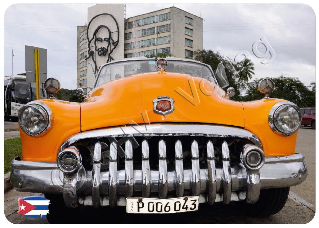 Fotomagnet Kuba, Havanna, Oldtimer am Plaza de la Revolución 1