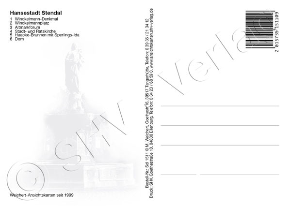 sdl-1511-02 Ansichtskarte Hansestadt Stendal Rückseite