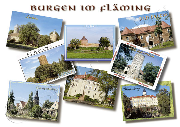 Fla-1505-01 Ansichtskarte Burgen im Fläming Vorderseite