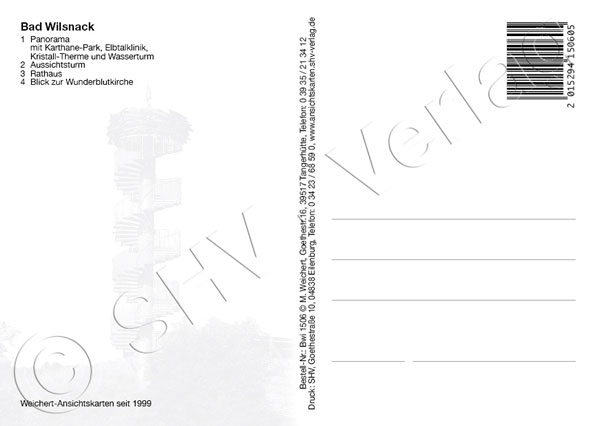 Ansichtskarte Bad Wilsnack Brandenburg Rückseite